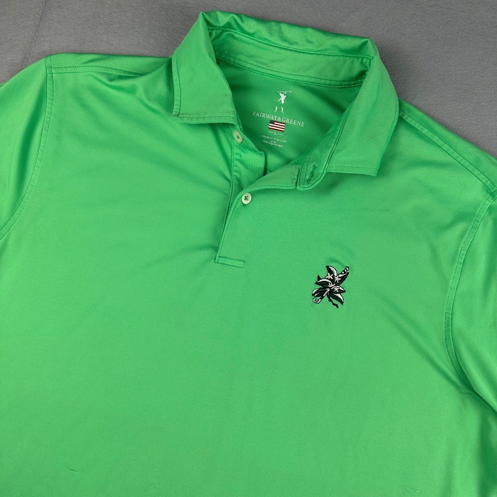 Fairway & Greene Men Golf Polo Shirt Laurel Valley Green Short Sleeve Size Large